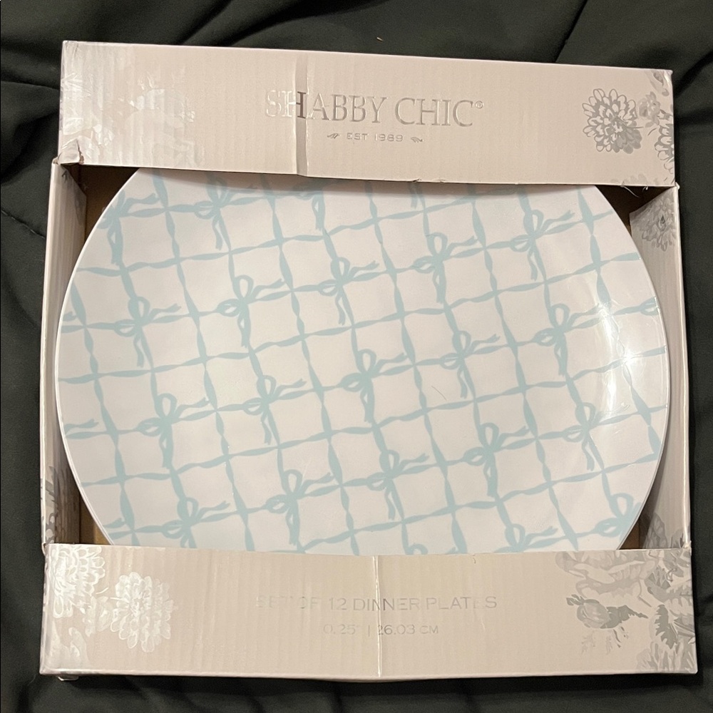 Shabby Chic Light Blue and White Patterned Plate